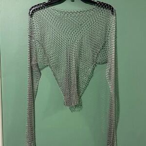 Chic Silver Mesh Top